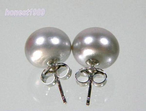 

natural 1011mm silver gray akoya pearl stud earring 14kt015273753, Golden;silver
