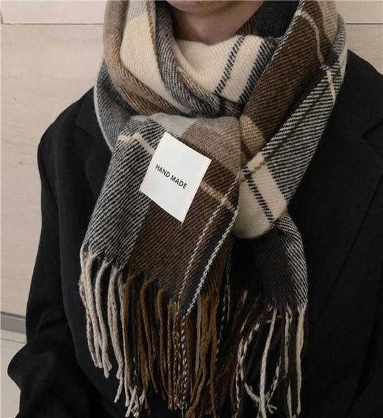 

scarf for male men in winter young people british classic lattice korean version simple and long student scarf1723456, Blue;gray