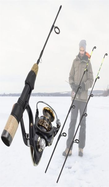 

60cm 2 tips rod reel combos winter ice fishing set pole tackle carbon pole fishing rod with reel 2111236922731