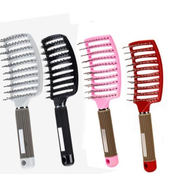 

women massage brush hair brush smooth hair pure pig hairbrush styling plastic nylon big bent comb hairdressing styling tool5673591, Silver