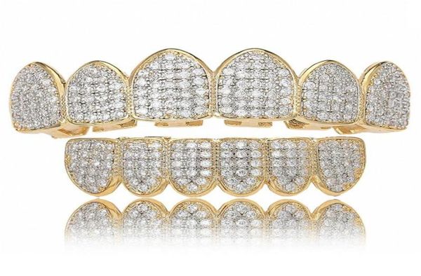 

iced out grillz bling hip hop teeth grills caps silver gold cubic zirconia teeth bottom dental grills rock jewelry1476797, Black