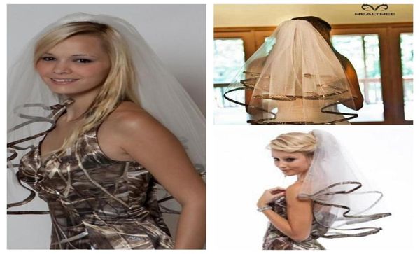 

vintage custom camo satin edge veil elbow customized with comb camouflage for wedding accessories veil country wedding veil f4700380, Black