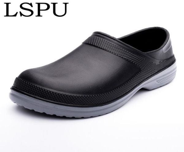 

eva el kitchen nonslip waterproof oilproof work shoes breathable resistant kitchen cook chef shoes plus size 39495332899, Black