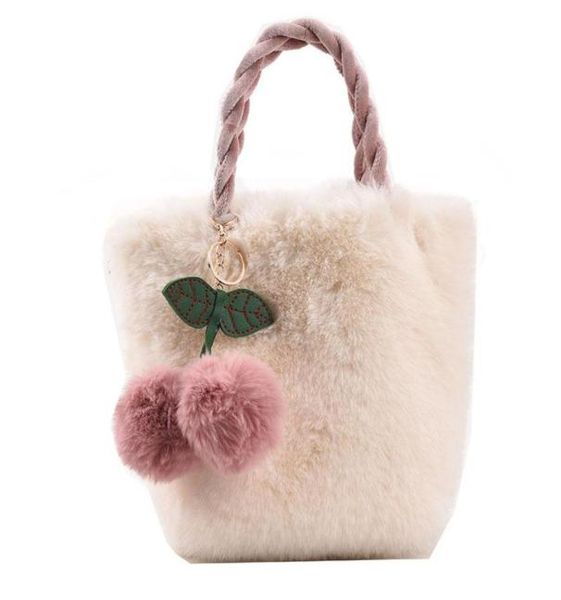 

outdoor bags white fluffy for women 2022 chain plush tote bag soft furry luxury designer handbag cherry fur crossbody shoulder1069187
