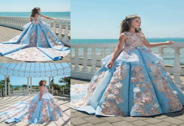 

2018 blue lace girls pageant dresses ball gown children birthday holiday wedding party dresses teenage princess toddler dresses sw7900159, White;red