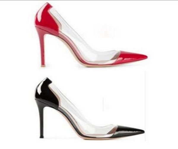 

fashion shoes women high heels brands exclusive leather and pvc pointed toe pumps dress shoe size 34452018864, Black