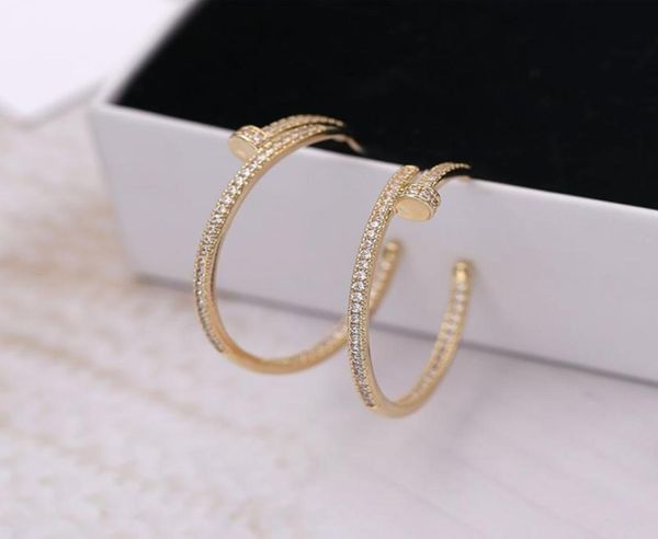 

fashion jewelry zircon hoop earrings gold and silver color simple nail circle earrings for women girls gift 2202143871844, Golden;silver
