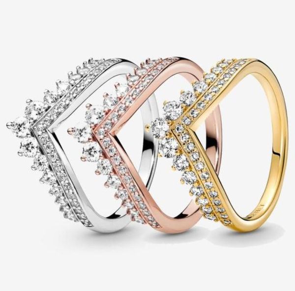 

new brand 100 925 sterling silver princess wishbone ring for women wedding engagement rings fashion jewelry accessories83029189151313, Slivery;golden