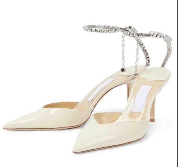 

bride dress shoes pump high heels white satin pointy toe saeda 100mm heel strap crystal embellishment luxury brands desiger shoes 9942422, Black
