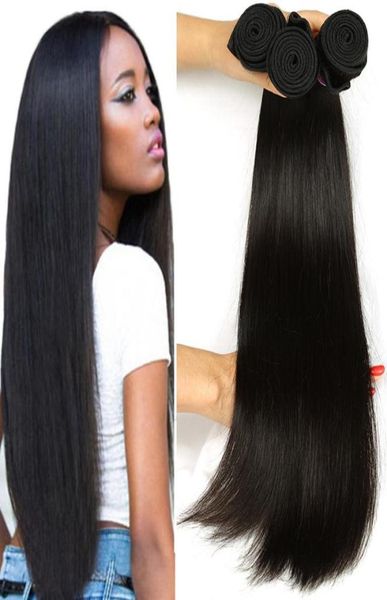 

peruvian malaysian indian brazilian straight virgin hair 3 bundles deal brazilian straight hair bundles unprocessed human hair wea6506667, Black