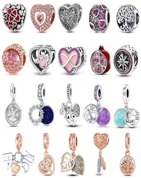 

925 sterling silver pendant charms for pandora original box flower heart dangle charm rose gold european bead charms bracelet neck1311118, Bronze;silver