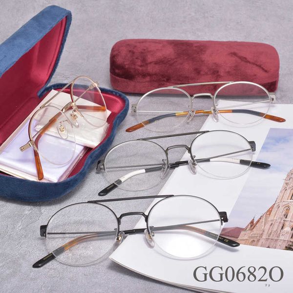 

sunglasses collectable fashion g home gg0682 half small round myopic optical eyeglasses frame flat glasses, White;black