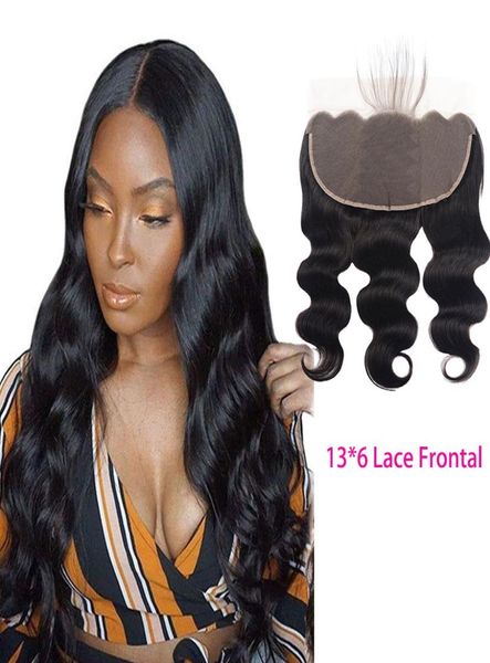 

peruvian human hair lace frontal 13x6 frontals with baby hairs 136 frontal body wave natural color whole7933397, Black;brown