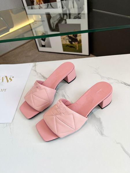 

fashion heels suede ladies sandals women slippers designer sandal lady wedding party shoes belt buckle rubber sole mules summer beach 0522, Black