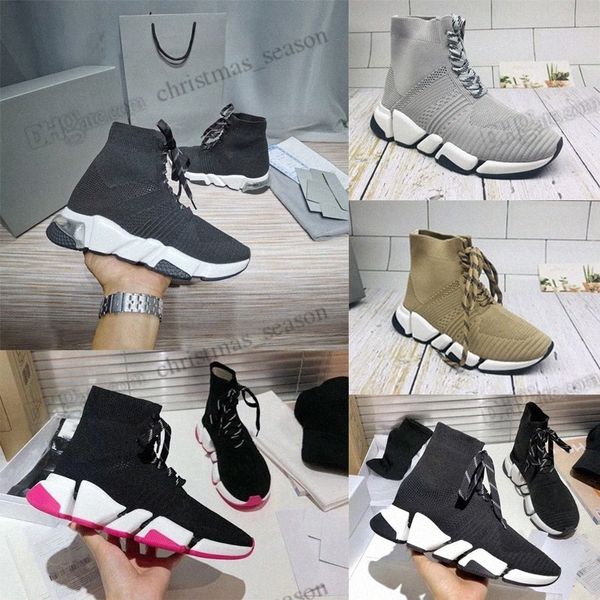 

speed mens knight boots casual shoes knitted soft platform socks booties paris shoes women boot knit sock lace up black white runner sneagk#