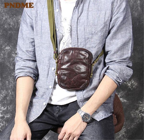 

pndme fashion vintage genuine leather men039s small chest bag casual highquality cowhide teens mini shoulder crossbody bag9024823