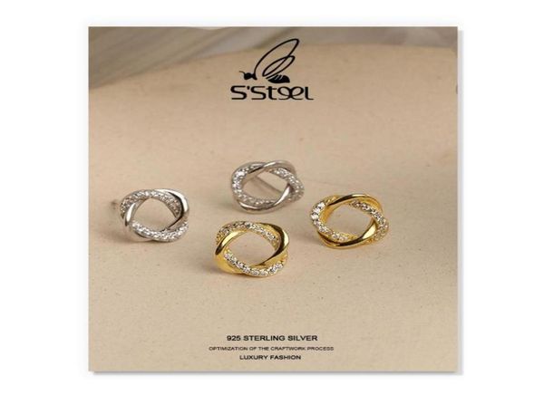 

stud s039steel luxury earrings for women 925 sterling silver earring 2021 designer winter earings aretes de plata fine jewelry4548784, Golden;silver