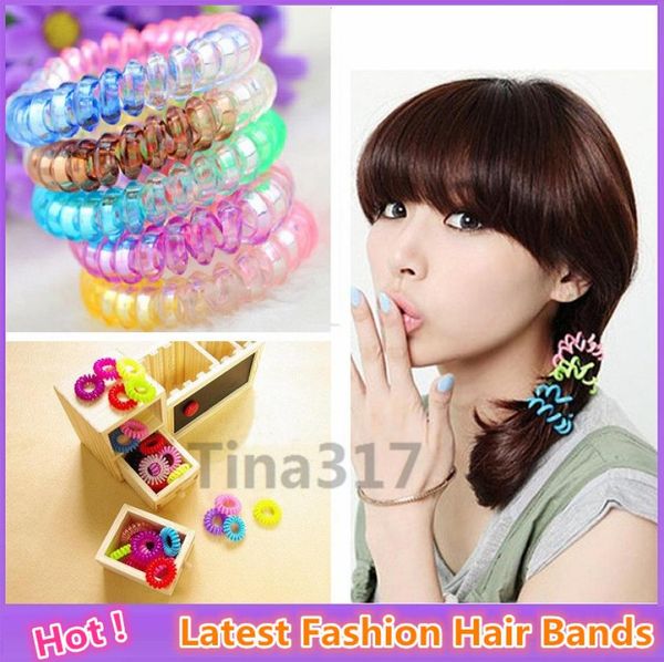 

candy colored telephone line elastic hair bandshair tieshair ringhair wearhair accessories 21337929155, Golden;silver