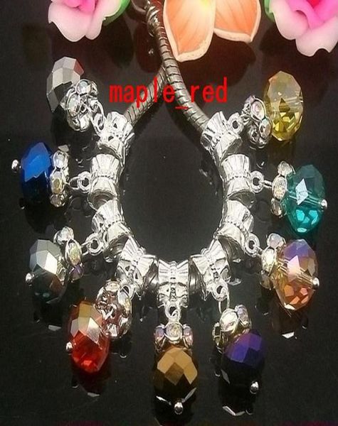 

100pcslot mixed beautiful crystal rhinestone round space silver plated dangle pendants fit european bracelets necklace hole siz2215534, Black