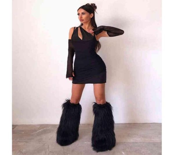 

boots zmpdxy women shoes over the knee tall luxury brand snow trend streetwear platform women039s faux fur warm 2209034050437, Black