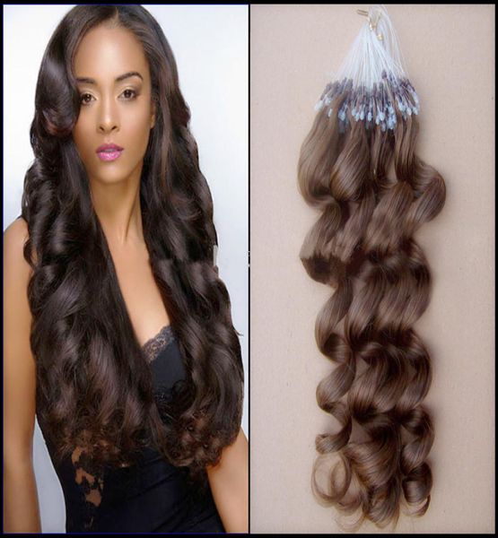 

100g 1gs brazilian micro ring loop hair extensions loose wave micro bead links remy hair extensions8825801, Black