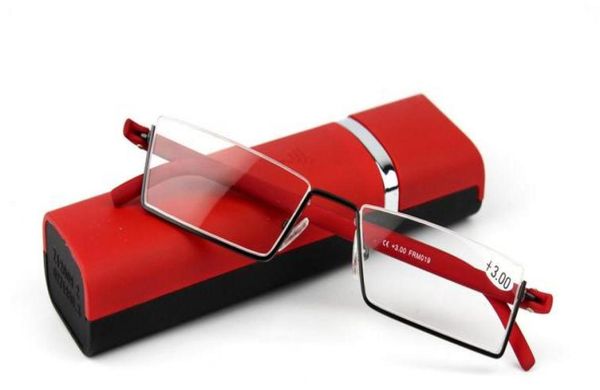 

retail 1pcs tr90 reading glasses go with case for women portable mini presbyopia glasses red color3641770