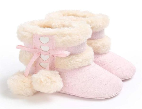 

2020 winter snow baby boots 7colors warm fluff balls indoor cottton soft rubber sole infant newborn toddler baby shoes5714603
