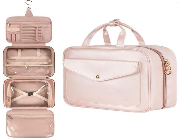 

cosmetic bags pu leather makeup bag large capacity travel tote waterproof toiletries storage ladies beauty organizer9817096
