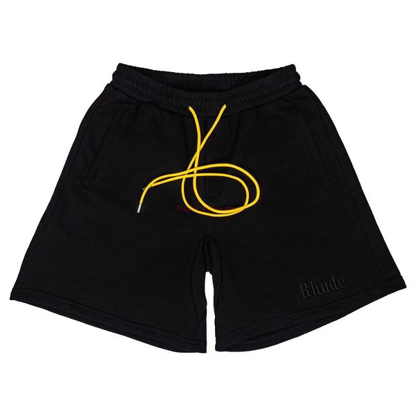 

designer short fashion casual clothing beach shorts rhude embroidered solid color casual sports capris trendy brand loose drawstring shorts, White;black