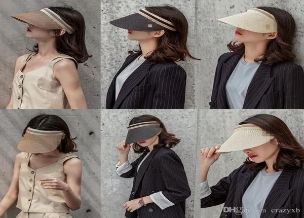 

whole summer straw visor cap bee sun cap beach cap hat for men womenfamily look9448533, Blue;gray