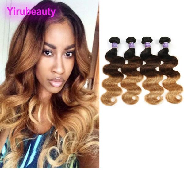 

brazilian virgin hair body wave 1b 4 27 ombre 100 human hair extensions 4 bundles 1b427 double wefts 4 pieces3737264, Black