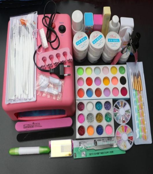 

pro 36w nail lamp dryer uv gel kit sets polishes builder false tips cutter manicure art tool kits ms1169421680
