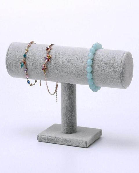 

ddisplaycreative tbar watch display nature ice velvet bracelets window display jewelry organizer solid grey bangle storage stan9981861, Black