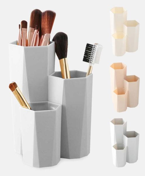 

new 3 lattices cosmetic makeup brush storage box makeup nail polish cosmetic holder make up tools pen holder rack table organizer8282261
