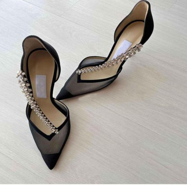 

summer brand bee crystal dress shoes embellishment pointedtoe sandals women pvc pumps lady slip on wedding edit bride casual walk3691410, Black