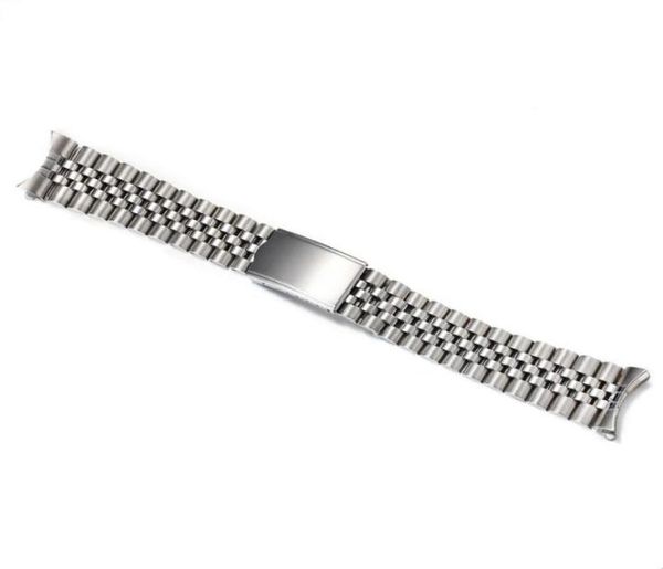 

watch bands 18mm 19mm 20mm solid stainless steel curved end jubilee strap band fit for1655833, Black;brown
