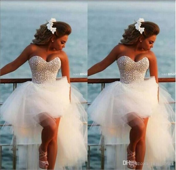 

sweetheart crystal beads wedding dresses puffy tulle skirt fashion full pearls formal pageant party gowns beach bridal gowns vesti8170984, White