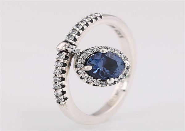 

2019 new 100 925 sterling silver european pandora jewelry blue cz ring fashion charm ring for women298v8278512