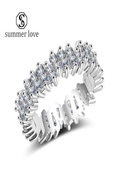 

new fashion rainbow cz classic engagement wedding stack rings for women irregular gold mini inlaid color zircon rings jewelry gift4983222, Silver