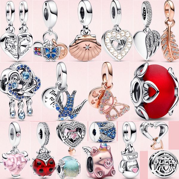 

2023 high sale new jewelry charm s925 sterling silver desiger jewelry charm heart bead mouse fit original pandora bracelet for girlfriend gi, Bronze;silver