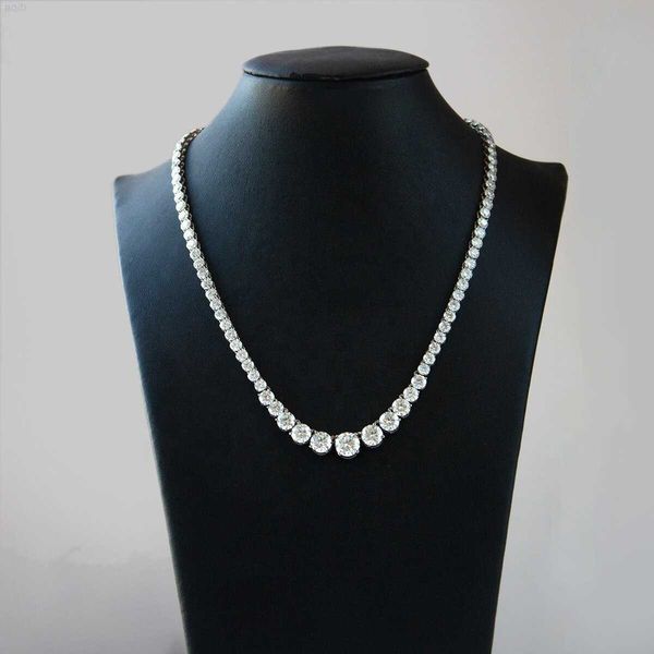 

fine jewelry 10k white gold moissanite diamond tennis necklace, Silver