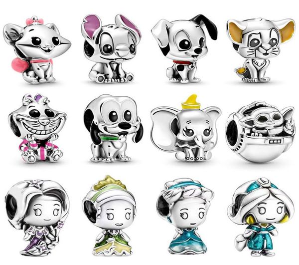 

925 sterling silver dangle charm pendant blue cat little yellow mouse charm bead fit pandora charms bracelet diy jewelry accessori6279830, Black