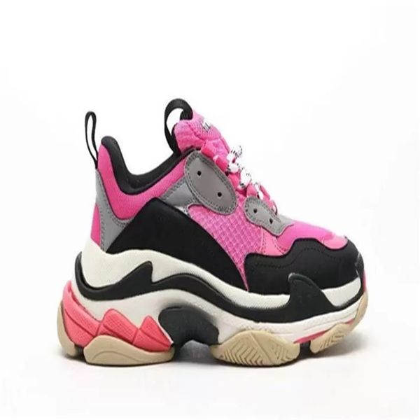 

2023 designer casual shoes triple s sneakers new paris women man fashion leather mesh thick soled height increasing vintage old dad trainers, Black