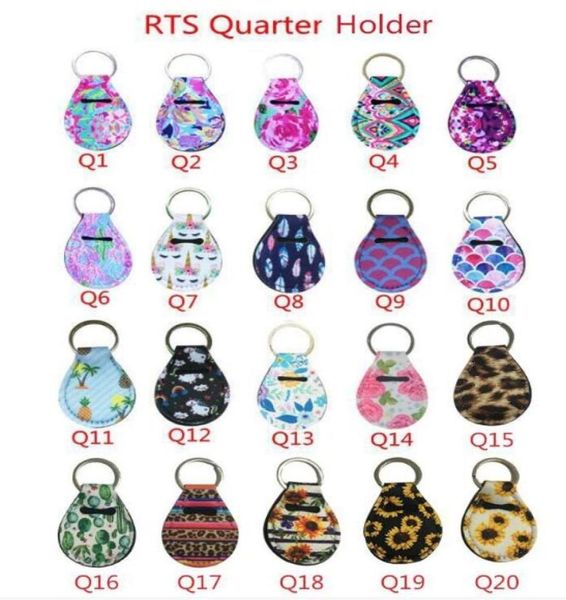 

coin holder chapstick holder neoprene keychain unicorn pattern lip palm holder floral print with metal ring5525856, Red;brown