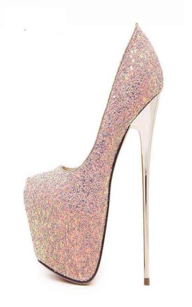 

large size 34 45 stiletto women039s shoes 2021 spring and autumn new shiny sequins platform high heels clog pumps bling stilett1028299, Black