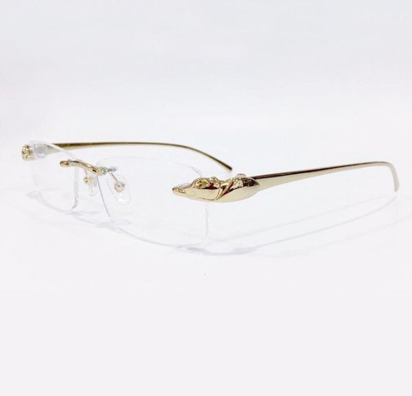 

eyeglasses rimless frames optical glasses metal frameless eyeglasse gold frame clear lens for men fashion sunglasses frame with bo2962861, Black