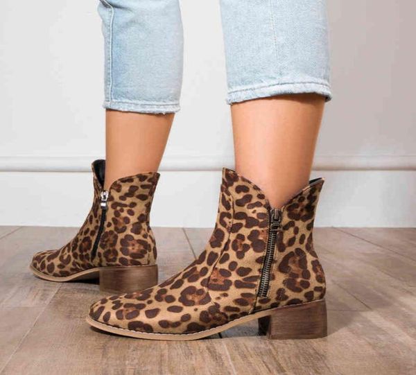 

women boots 2022 new short side zipper fashion leopard snake large martin 07098349187, Black
