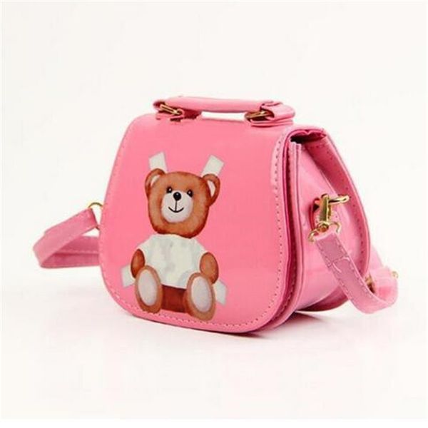 

cartoon kids girl handbag fashion bear letter printing children girl shoulder messenger bag designer toddler baby purse candy color bags, Black
