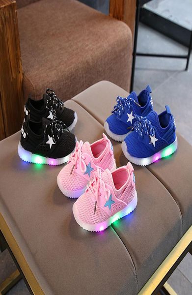 

2018 spring and autumn children039s shoes fivepointed star led light casual shoes sneakers boy girl shoe baby student walking 6762864, Black;red