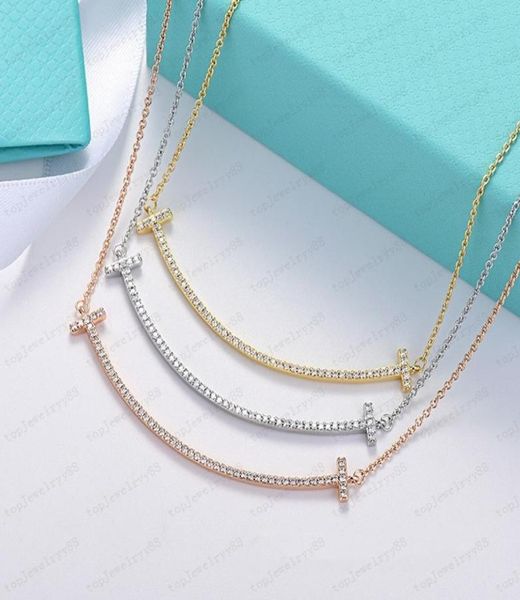 

luxury smile necklace women stainless steel couple medium diamond pendant designer neck jewelry christmas gift women accessories w5614156, Silver